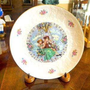 ROYAL DOULTON  VALENTINES PLATE BOY & GIRL ON SWING